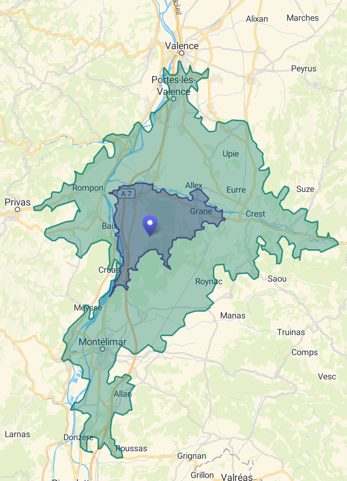 15 and 30 min drivetimes